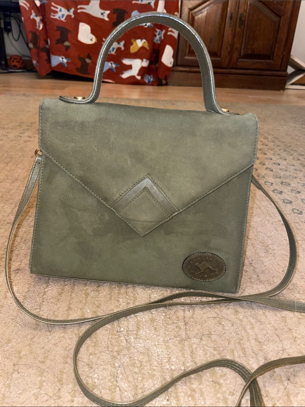 "Vivace" Vintage Kangaroo Suede Top-Handle Satchel with Detachable Strap